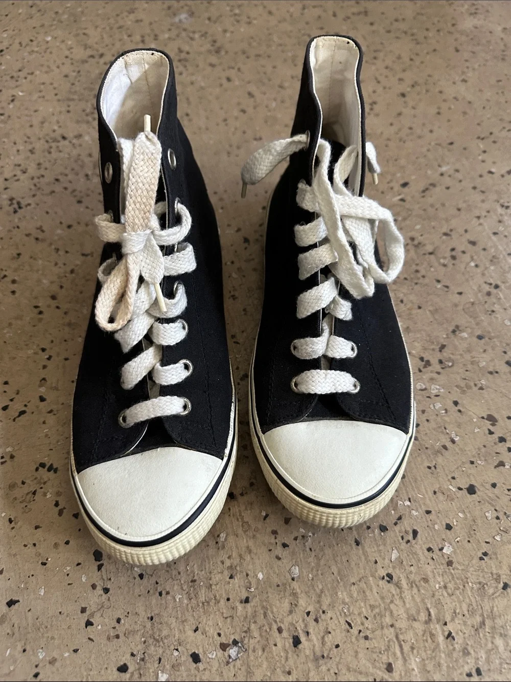 CHANEL Black and White  High-Top Canvas Sneakers Authentic